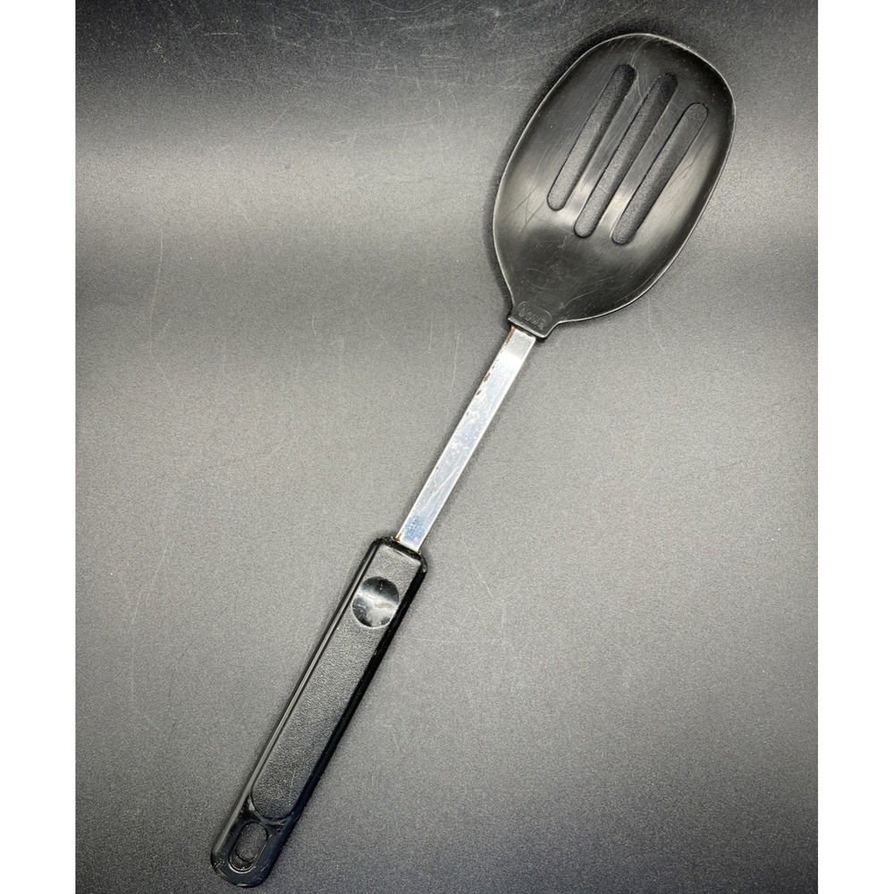 Vtg EKCO Nylon Slotted Spoon Cooking Serving Black Heat Resistant‎ 400° F 12"